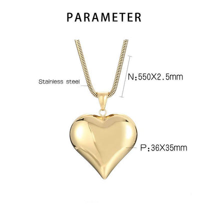 Cheky - Gold Sliver Hollow Heart-shaped Necklace Ins Simple Versatile Personalized Love Necklace For Women's Jewelry Valentine's Day