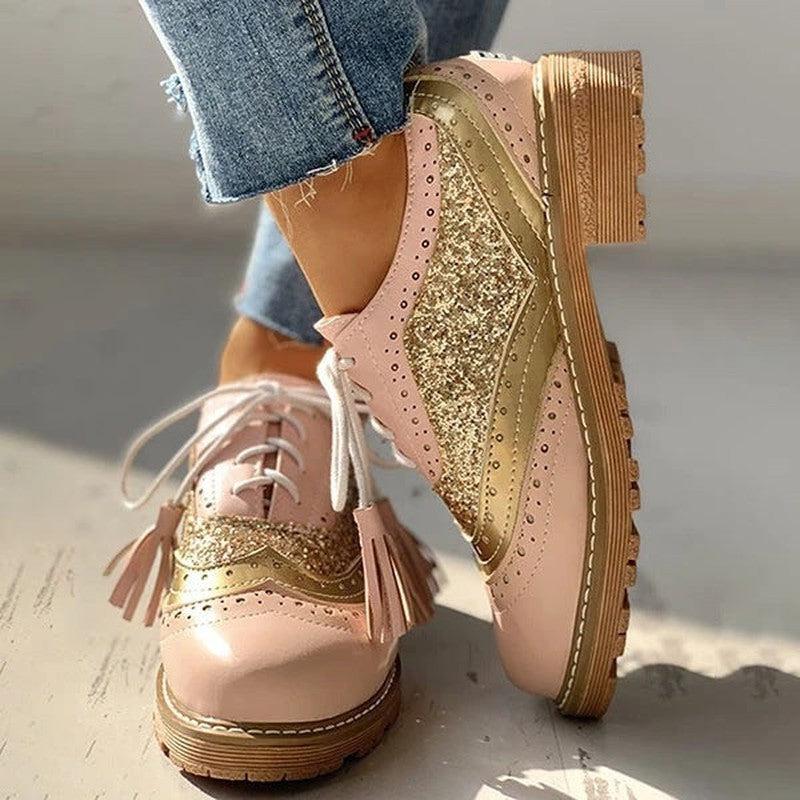 Cheky - Retro Plus Size Color Matching Casual Flat Shoes