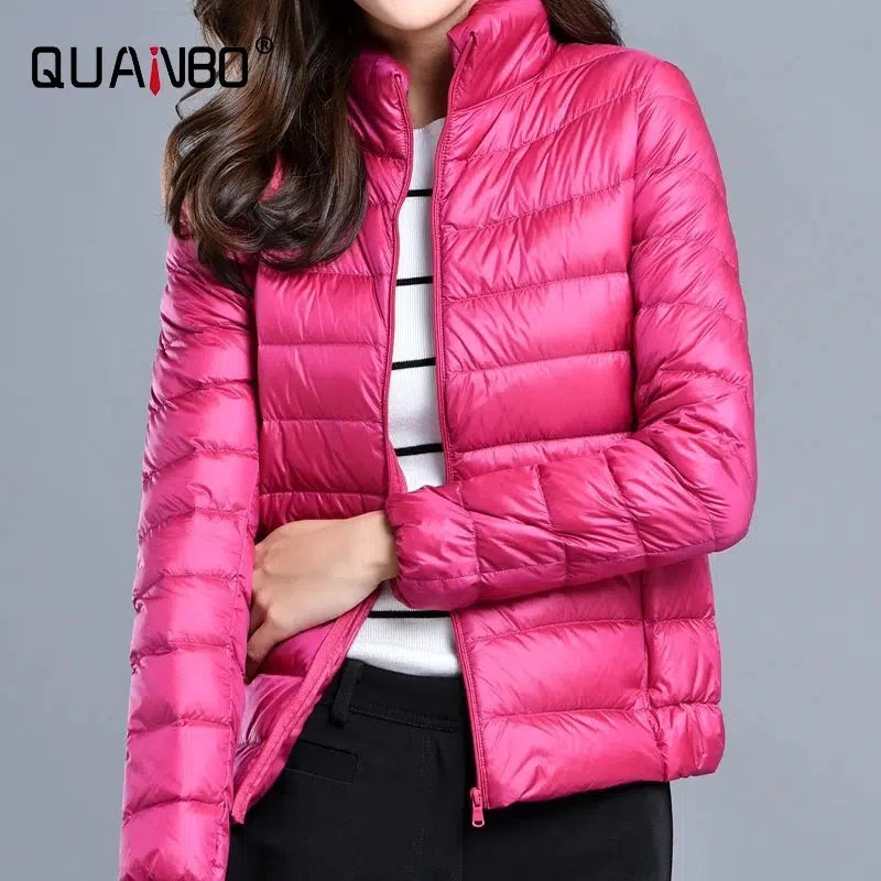 Cheky - Women Spring Jacket Fashion Short Ultra Lightweight Packable Puffer Coats 15 Colors Female Down Warm Korean Slim Fit Parkas 5XL