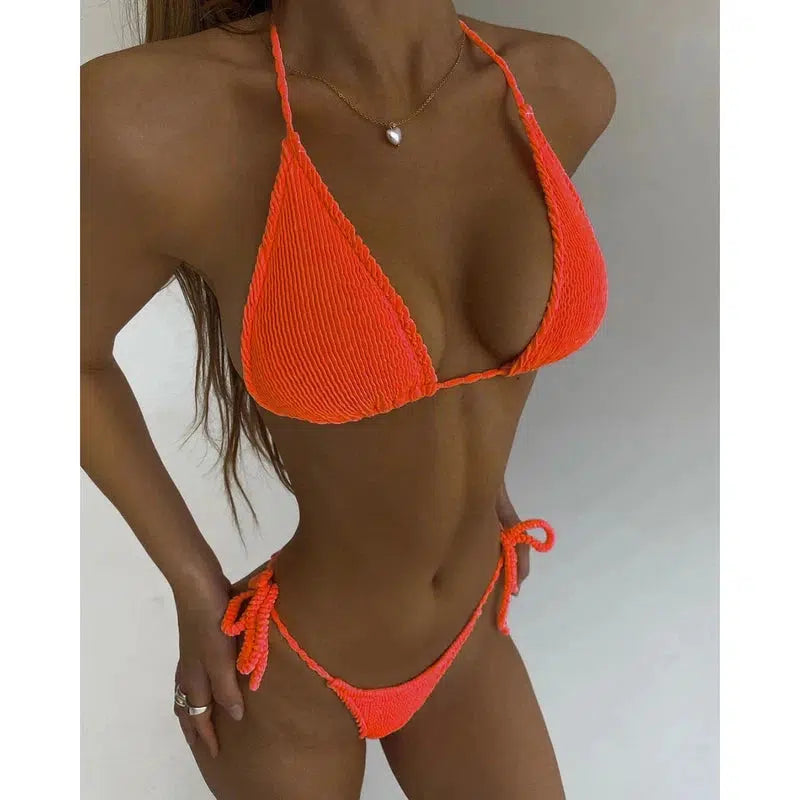 Cheky - 2023 New Fashion Sexy Bikini Solid Swimsuit Women Swimwear Push Up Set Brazilian Bathing Suit Summer Beach Wear Swimming