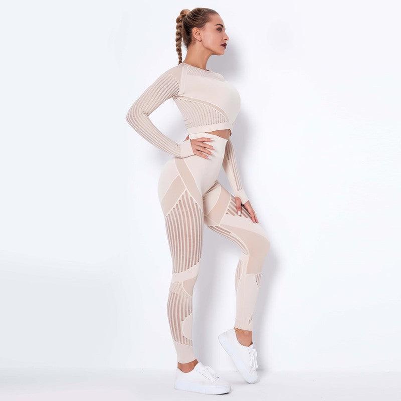 Cheky - Seamless Knitted Absorbent Yoga Long-Sleeved Suit Yoga Wearsuit