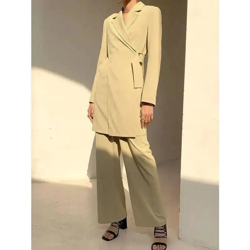 Cheky - Autumn New Style Long-sleeved Waist Strap Design Loose Suit