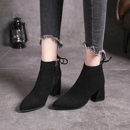 Cheky - European And American Martin Boots Pointed High Heels Plus Size Women