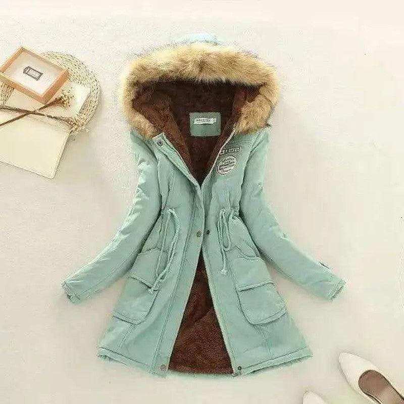 Cheky - Large wool collar lamb coat