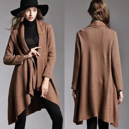 Cheky - Long-Sleeved Cloak Long Woolen Coat