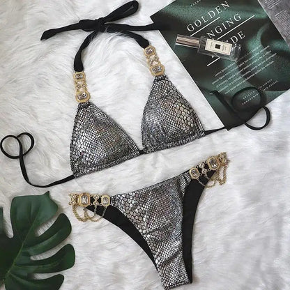 Cheky - Sexy Crystal Diamond Glamour Gemstone Bikini