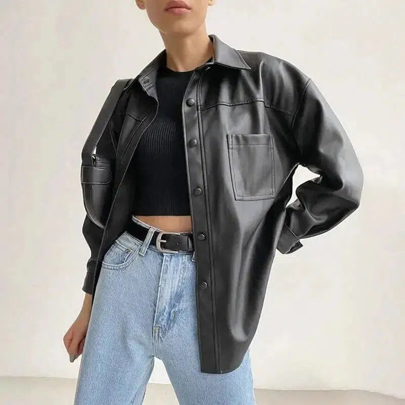 Cheky - Women's leather jacket Coat