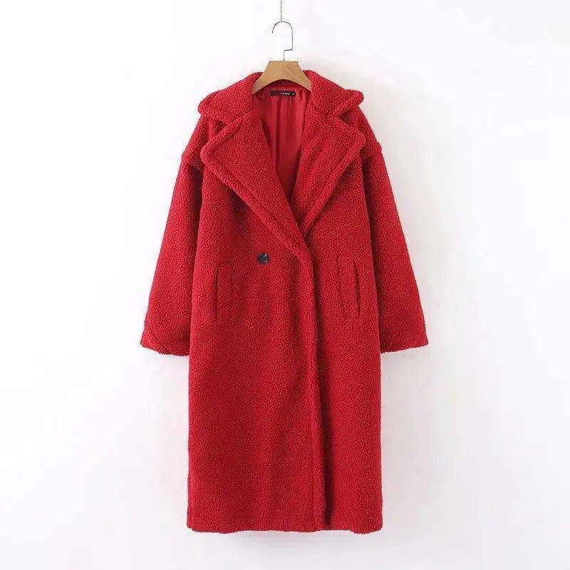 Cheky - Mid-length lamb fur coat trench coat