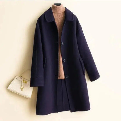 Cheky - Mid-length women's woolen coat trench coat