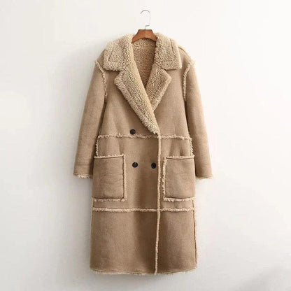 Cheky - Classic Tailored Trench Coat with Sherpa Detailing