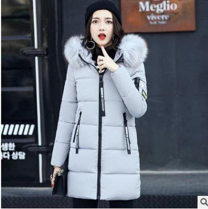 Cheky - Slim thick cotton jacket large fur collar cotton suit