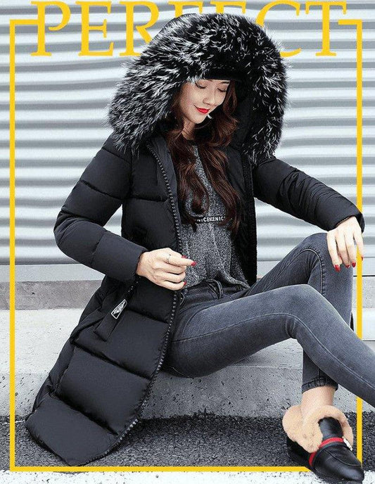 Cheky - The new cotton padded winter long big girls slim Korean fur