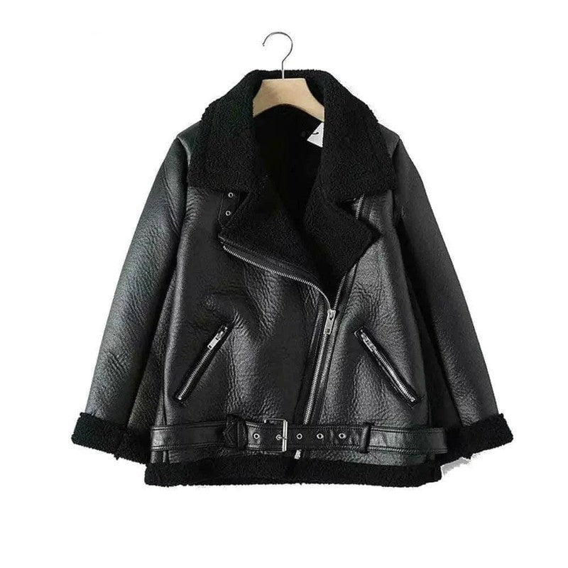 Cheky - Winter Faux Lamb Leather Jacket