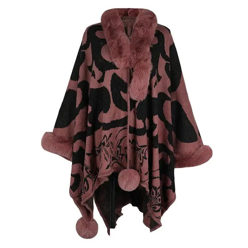 Cheky - Women's Fur Collar Thickened Warm Shawl