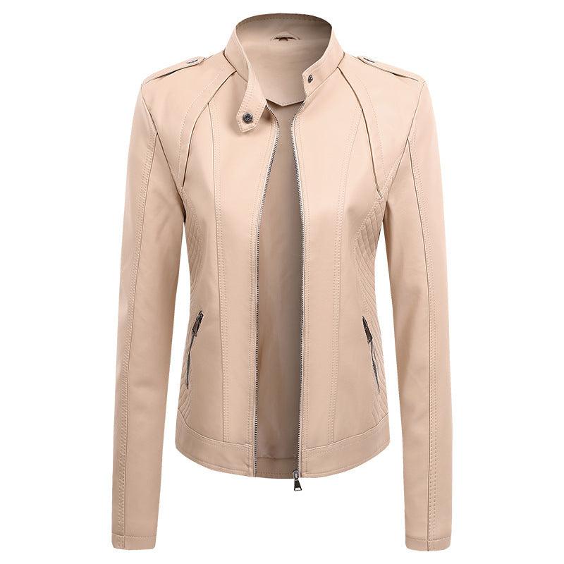 Cheky - Women's Leather Coat New Slim Lapel Fashion