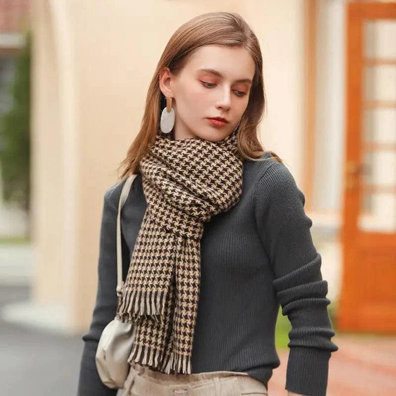 Cheky - Women's New Warm Thickened Diamond Check Printed Scarf